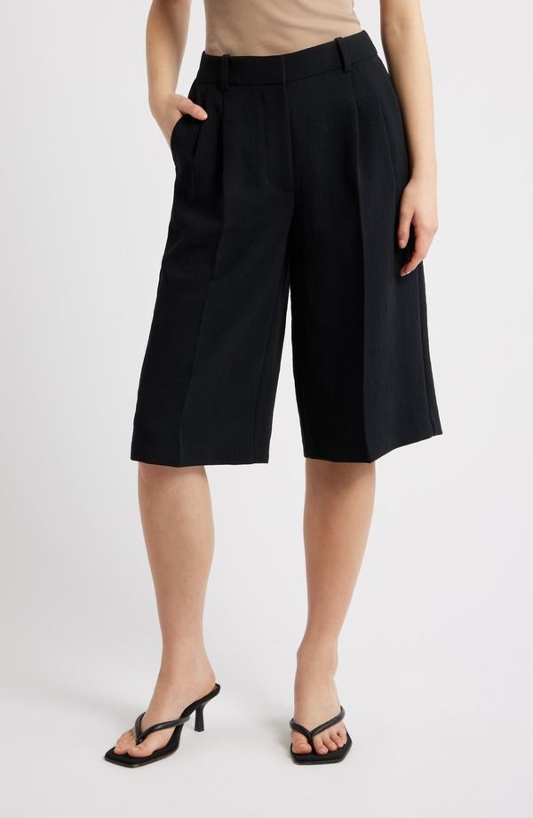 オープンエディット レディース ボトムス ハーフパンツ・ショーツ クレープ Open Edithe Curator Crepe Culottes Black ブラック