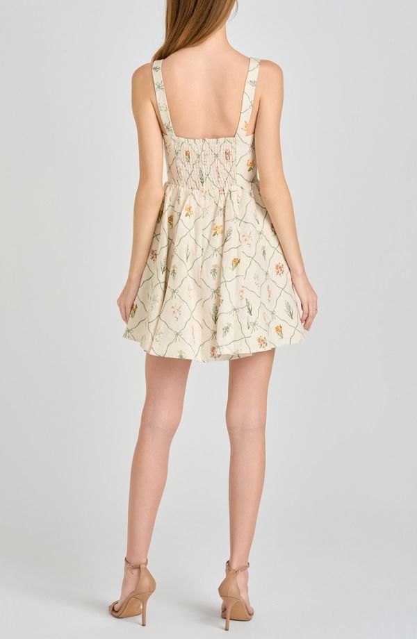 ワイフ レディース トップス ワンピース フラワー柄 プリント リネン フラワー WAYF Amelia Floral Print Linen Blend Sundress Ivory Botanic