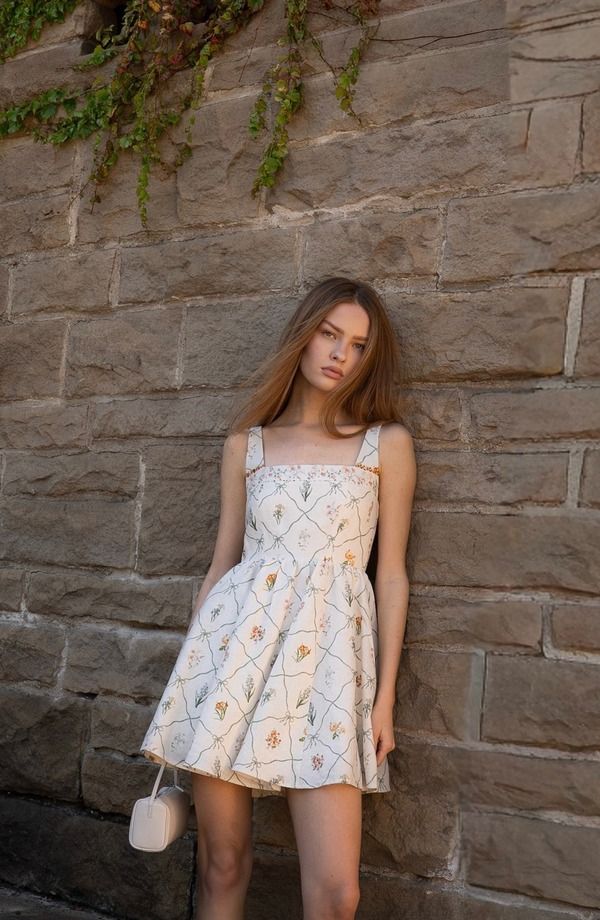 ワイフ レディース トップス ワンピース フラワー柄 プリント リネン フラワー WAYF Amelia Floral Print Linen Blend Sundress Ivory Botanic