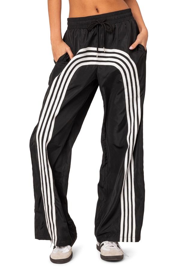 アディクテッド レディース ボトムス レギンス トラックパンツ EDIKTED Wilda Stripe Track Pants BlackAndWhite ホワイト 14,805円