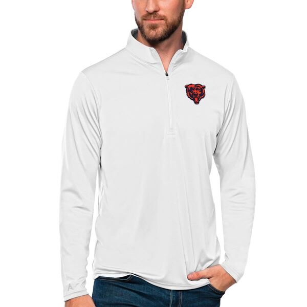 アンティグア メンズ アウター ジャケット・ブルゾン Mens Antigua White Chicago Bears Tribute QuarterZip Lightweight Pullover