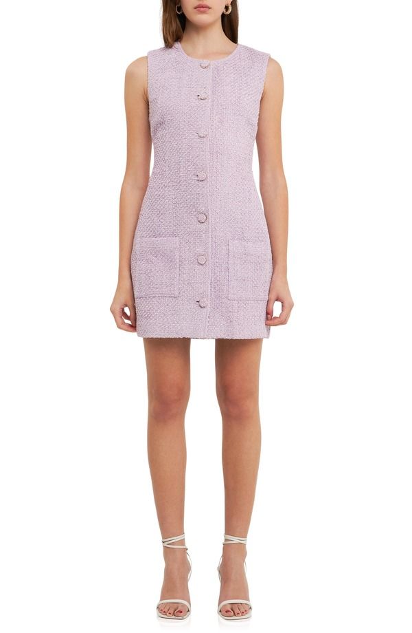 エンドレスローズ レディース トップス ワンピース ミニ ツイード ノースリーブ Endless Rose Sleeveless Tweed Minidress Lilac ライラック