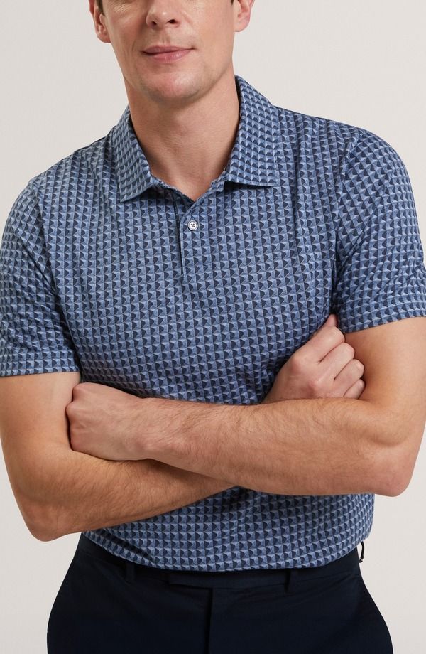テッドベーカー メンズ トップス ポロシャツ プリント コットン Ted Baker Zumurud Print Cotton Polo Navy ネイビー