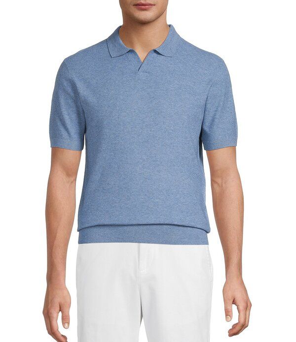ラウンドトゥリーアンドヨーク メンズ アウター ニット・セーター シャツ Roundtree Yorke Short Sleeve Solid Textured Johnny Collar Knit 11,506円