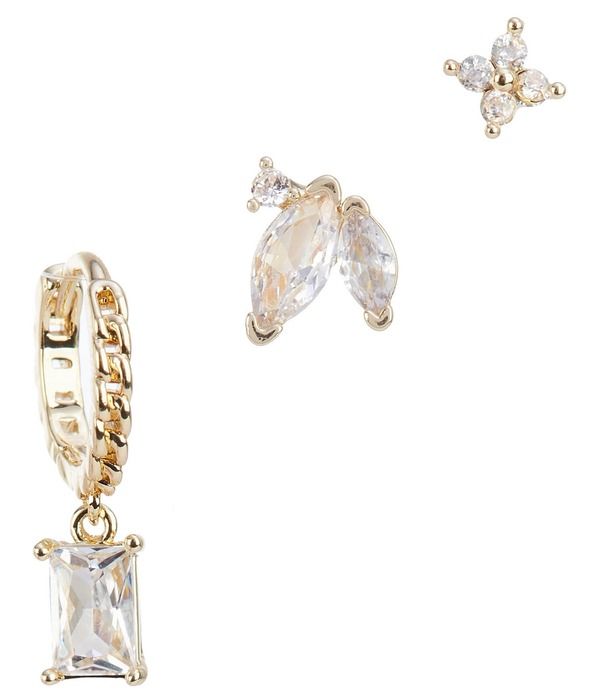 アンナアヴァ レディース アクセサリー ピアス・イヤリング Anna Ava Waterproof Cubic Zirconia Trio Earring Set CrystalGold ゴールド 17,026円