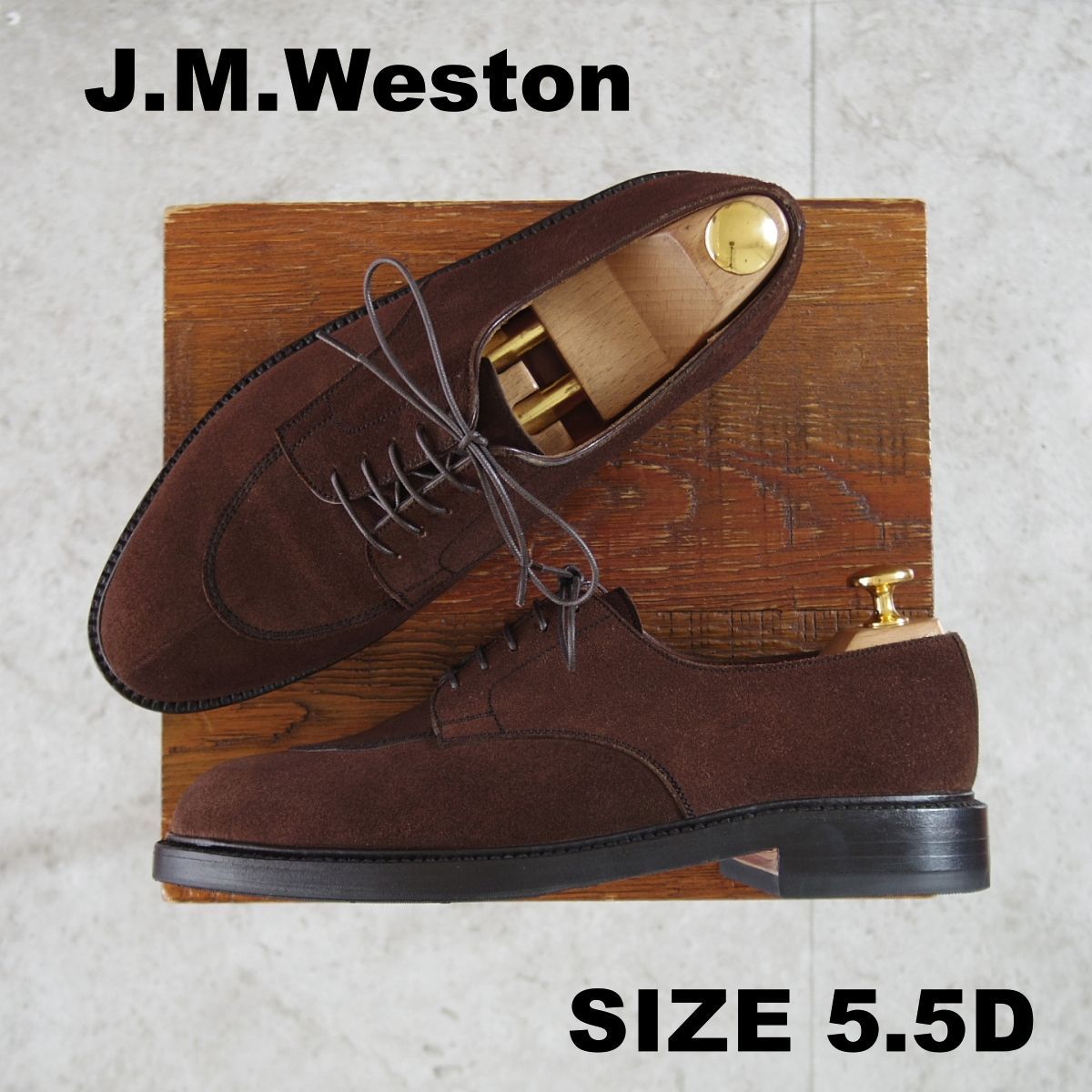 極上★J.M.ウエストン 5.5D【現行定価￥187,000-★ハーフハント/598/旧ロゴ】Uチップ/22ラスト/スエード/濃茶/Weston/ウエストン★p159 45,487円