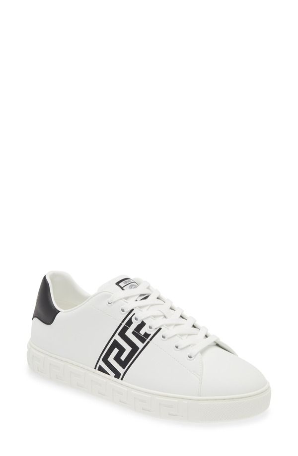 ヴェルサーチ メンズ シューズ スニーカー Versace Barocco Greca Jacquard Low Top Sneaker 2W020White Black ホワイト 70,290円