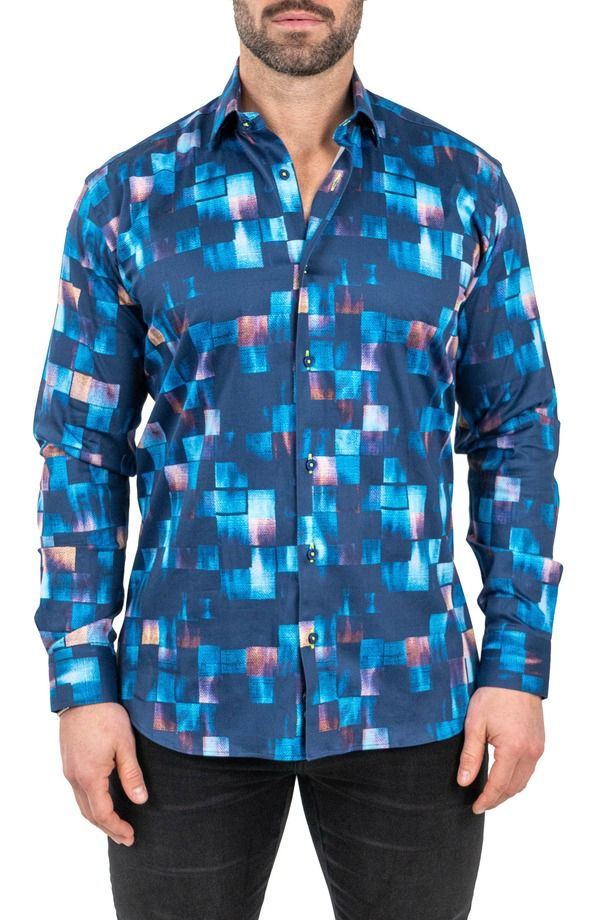 マセオ メンズ トップス シャツ Maceoo Fibonacci Sensored Contemporary Fit ButtonUp Shirt Blue ブルー