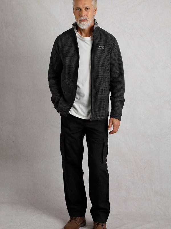 ウィアードフィッシュ メンズ アウター パーカー・スウェット フリース Weird Fishires Full Zip Grid Fleece Washed Black ブラック