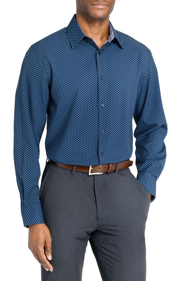 ダブリューアールケー メンズ トップス シャツ レギュラーフィット プリント WRK Regular Fit Dash Print Performance Dresshirt Navy ネイビー
