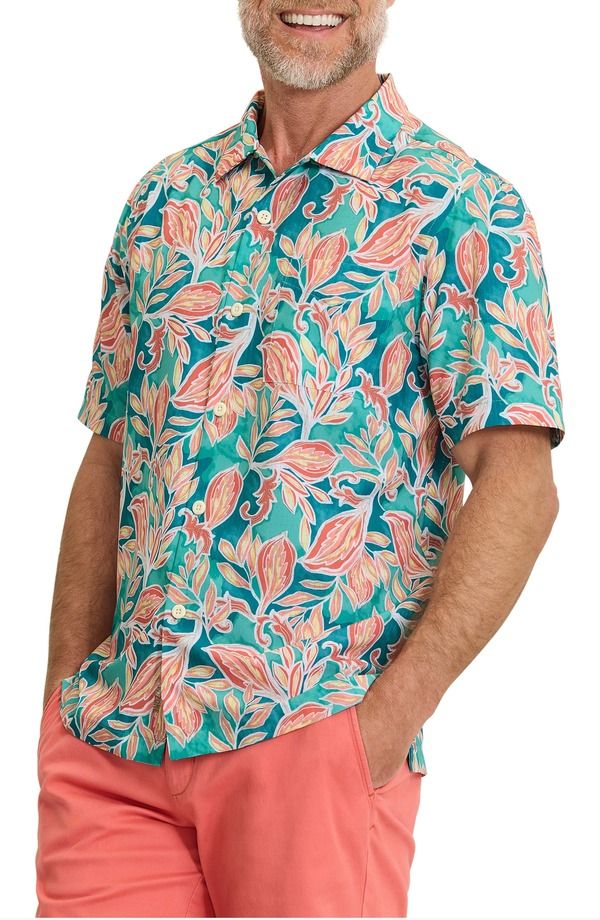 トッミーバハマ メンズ トップス シャツ Tommy Bahama Coast Wild Vines IslandZone Short Sleeve ButtonUp Shirt Largo Teal 28,470円