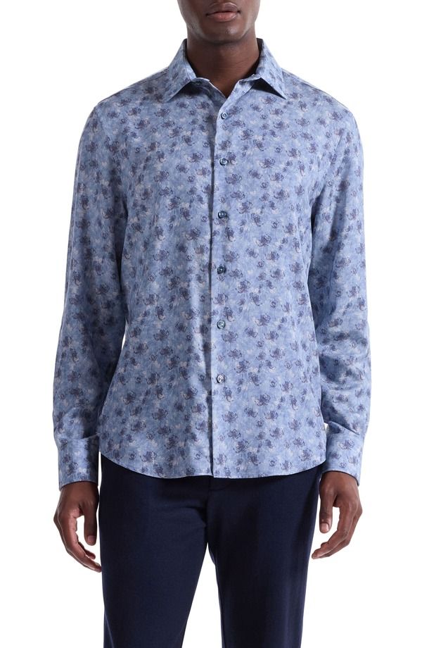 ブガッチ メンズ トップス シャツ フラワー柄 プリント フラワー Bugatchi Julian Shaped Fit Floral Print ButtonUp Shirt Cobalt コバルト