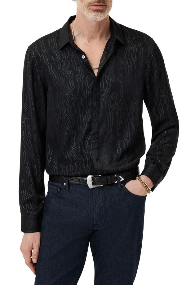 ジョンバルベイトス メンズ トップス シャツ John Varvatos Hickory ButtonUp Shirt Black ブラック