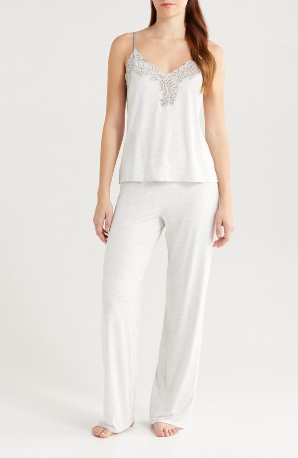 ナトリ レディース アンダーウェア ナイトウェア レーストリム レース ジャージー Natori Essentials Lace Trim Jersey Pajamas Lhg