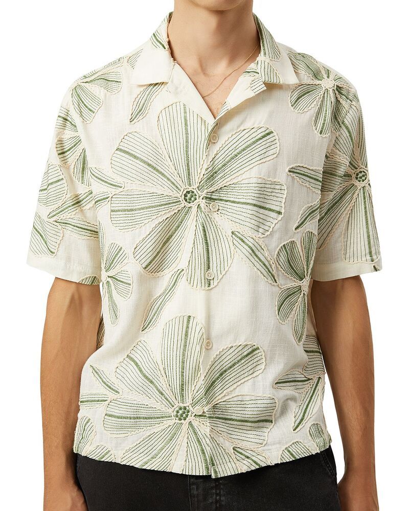 コリドー メンズ トップス シャツ フラワー柄 リネン フラワー Corridor Linen Floral Shirt Natural