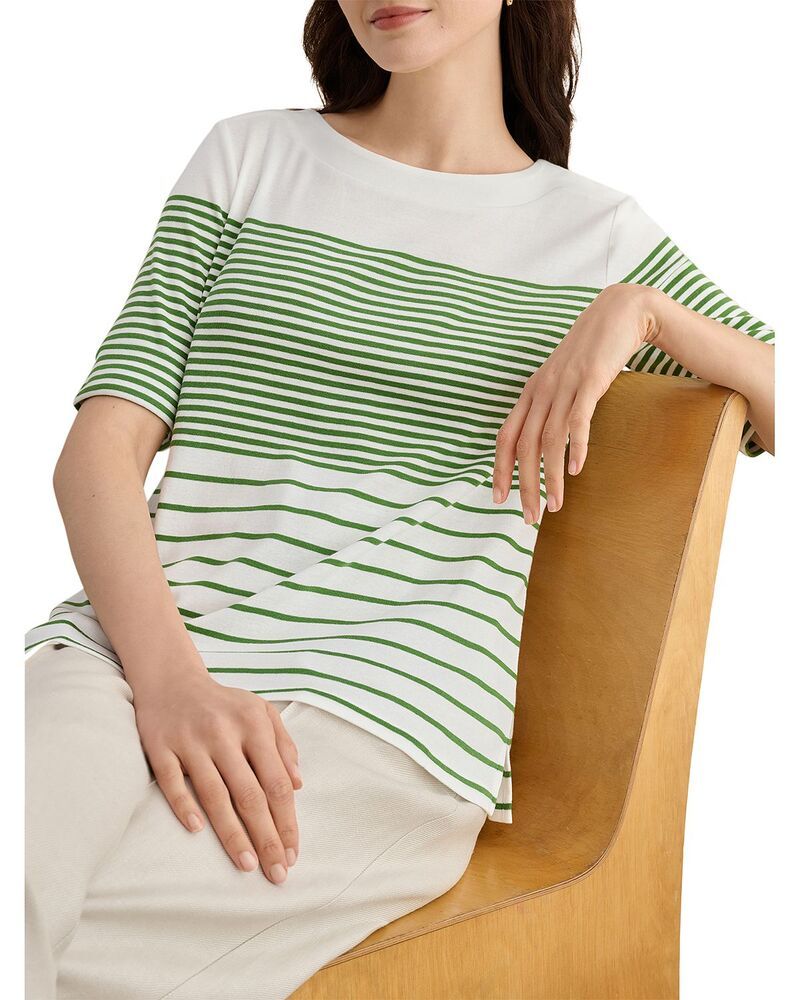 ホッブスロンドン レディース トップス シャツ HOBBS LONDON Constance Boat Neck Top White Green ホワイト