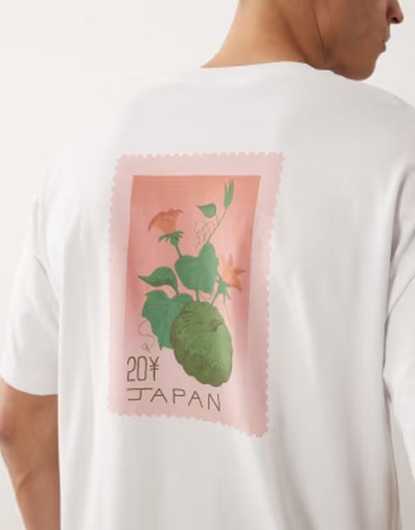 セレクティッド メンズ トップス Tシャツ プリント Selected oversized Tshirt with Japan stamp backprint Bright White ホワイト 11,610円