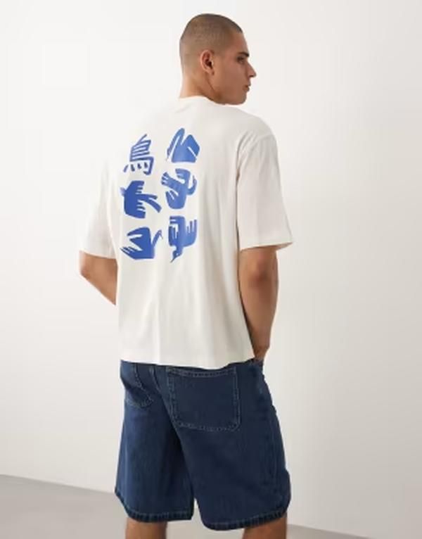 セレクティッド メンズ トップス Tシャツ リラックスフィット プリント Selected relaxed fitshirt with crane ornamental back and chest