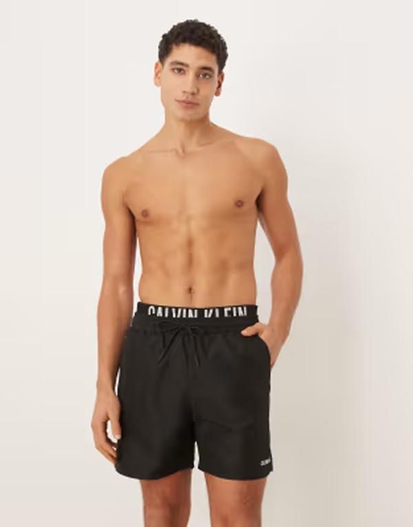 カルバンクライン メンズ 水着 ハーフパンツ・ショーツ ロゴ Calvin Kleintense power logo waistbandrawstring boxer briefs Black ブラ