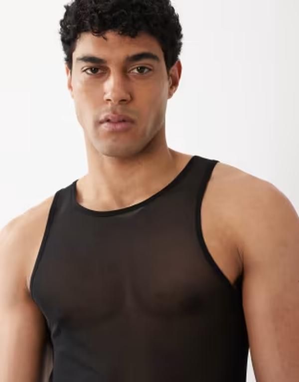 エイソス メンズ トップス ベスト メッシュ ASOS DESIGN muscle tank top mesh Black ブラック 8,564円