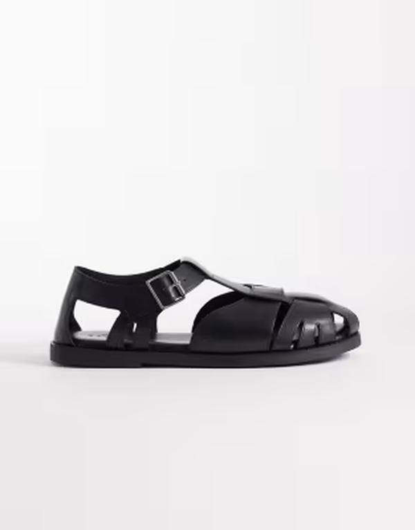 エイソス メンズ シューズ サンダル レザー ASOS DESIGN closed fisherman sandals leather Black ブラック 16,786円