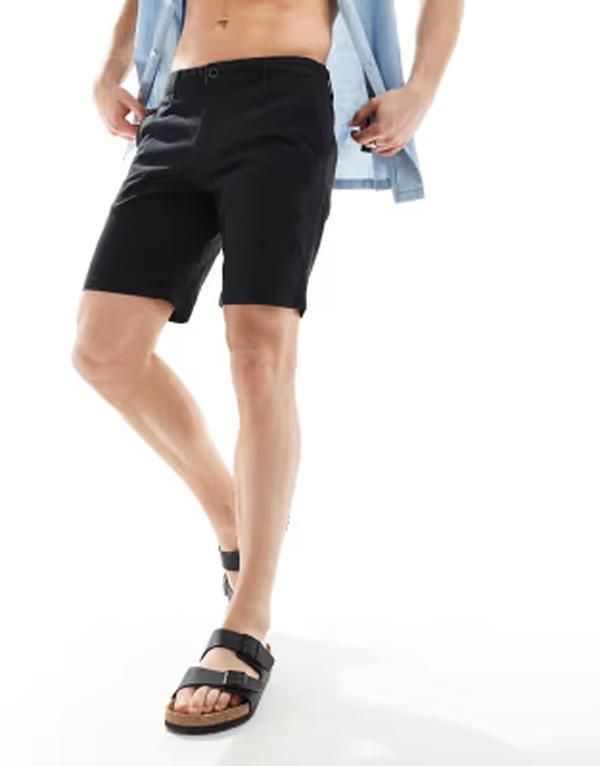 ジャック アンド ジョーンズ メンズ ボトムス ハーフパンツ・ショーツ ショートパンツ リネン Jack Jones linen mix shorts Black ブラック