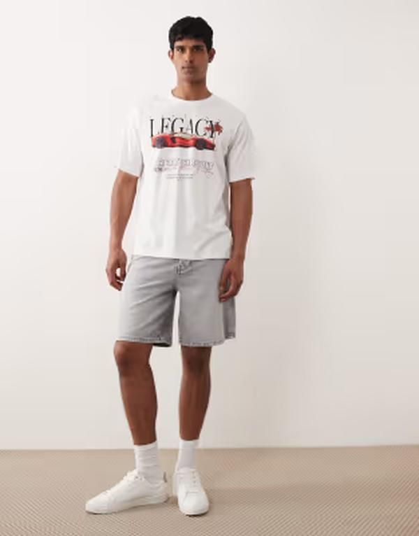 オンリーアンドサンズ メンズ ボトムス ハーフパンツ・ショーツ ショートパンツ デニム ONLY SONS loose fit denim shorts in light gray wash Ligh 14,414円