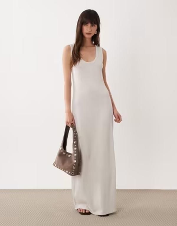 エイソス レディース トップス ワンピース マキシ ASOS DESIGN lightweight boucle scoop maxi dress in stone ストーン 14,230円