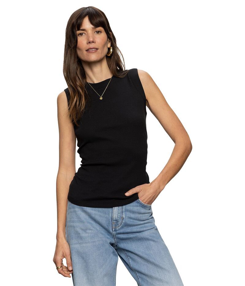 サンクチュアリー レディース トップス シャツ ギャザー リブ Sanctuary Ribbed Ruched Tank Black ブラック