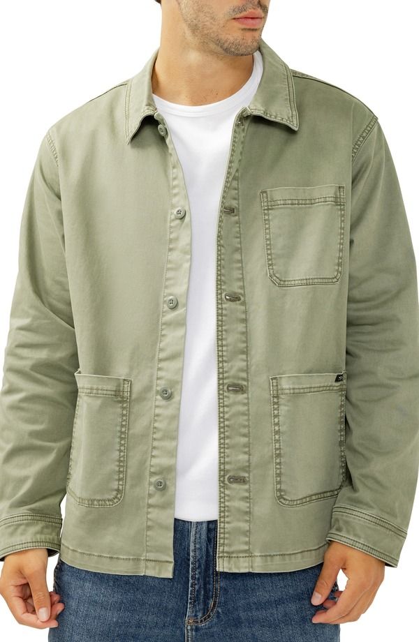 シルバー ジーンズ メンズ トップス シャツ コットン ジャケット Silver Jeans Co Cotton Twill Chore Jacket Palm Green グリーン