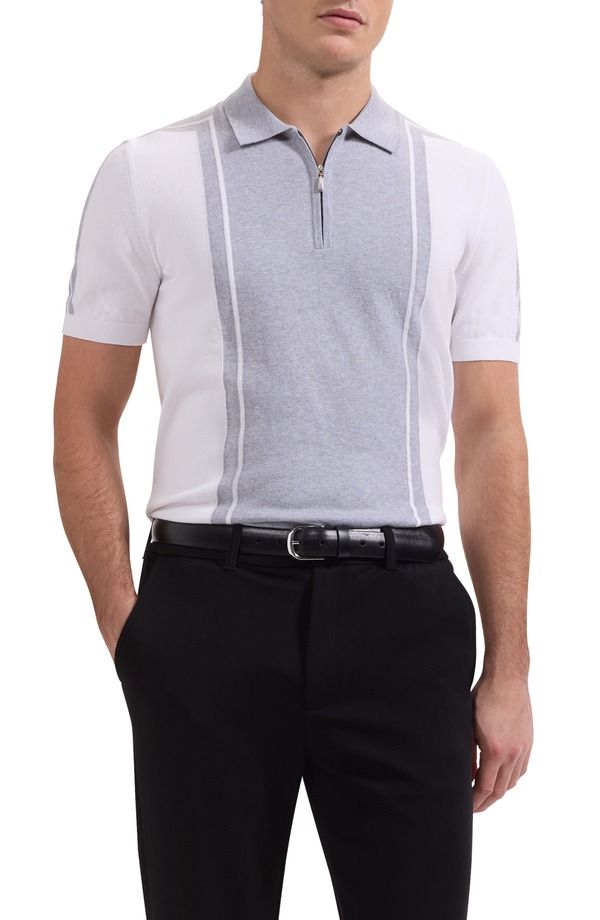 ブガッチ メンズ アウター ニット・セーター ハーフジップ ポロシャツ Bugatchi Quarter Zipolo Sweater Platinum 55,080円