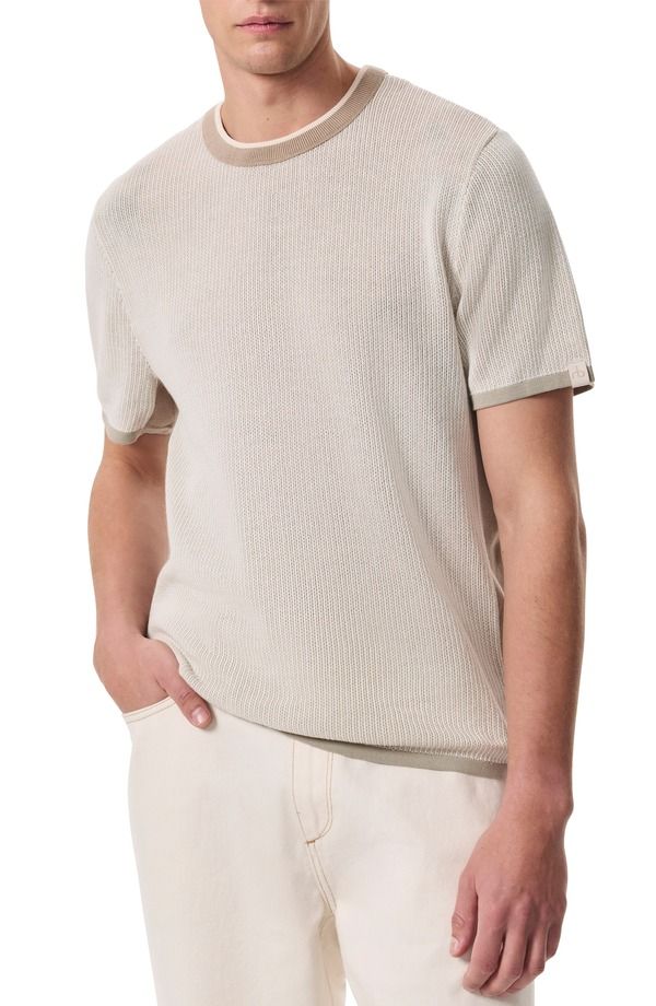 ラグアンドボーン メンズ トップス Tシャツ メッシュ コットン rag bone Harvey Ringer Cotton Blend Mesh TShirt Light Beige ベージュ