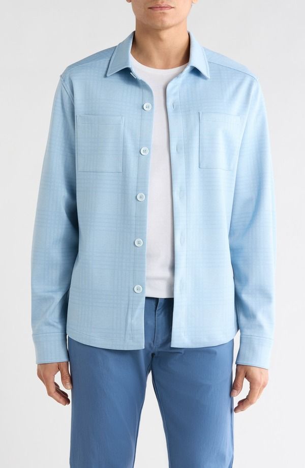 ロバートバラケット メンズ アウター ジャケット・ブルゾン シャツ ニット Robert Barakett Upton Plaidouble Knit Overshirt Powder Blue ブル 27,216円