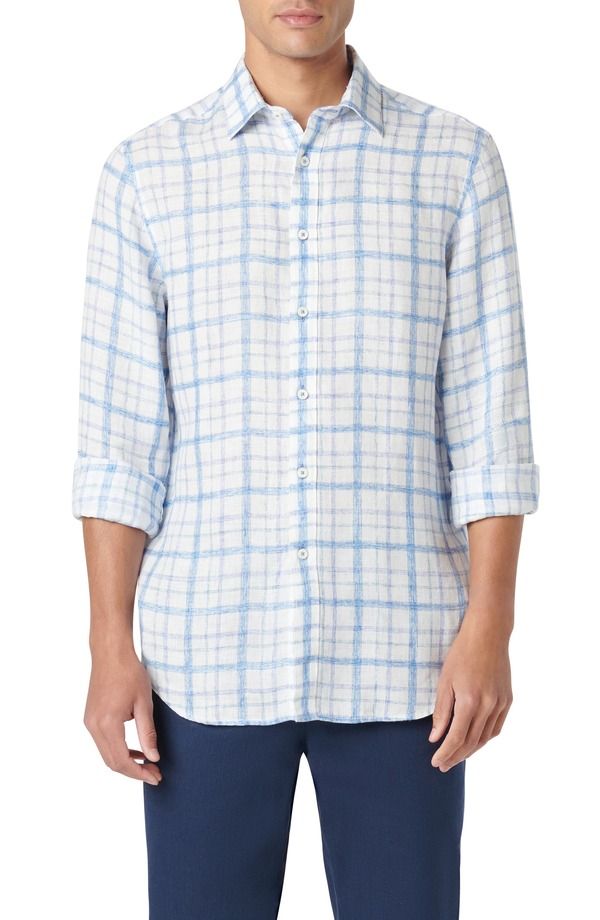ブガッチ メンズ トップス シャツ コットン リネン Bugatchi Julian OoohCotton Linen ButtonUp Shirt Classic Blue ブルー 45,370円