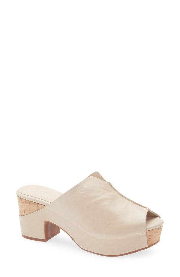 ショコラブルー レディース シューズ ヒール プラットフォーム サンダル Chocolat Blu Gamma Peep Toe Platform Slide Sandal Off White Lea