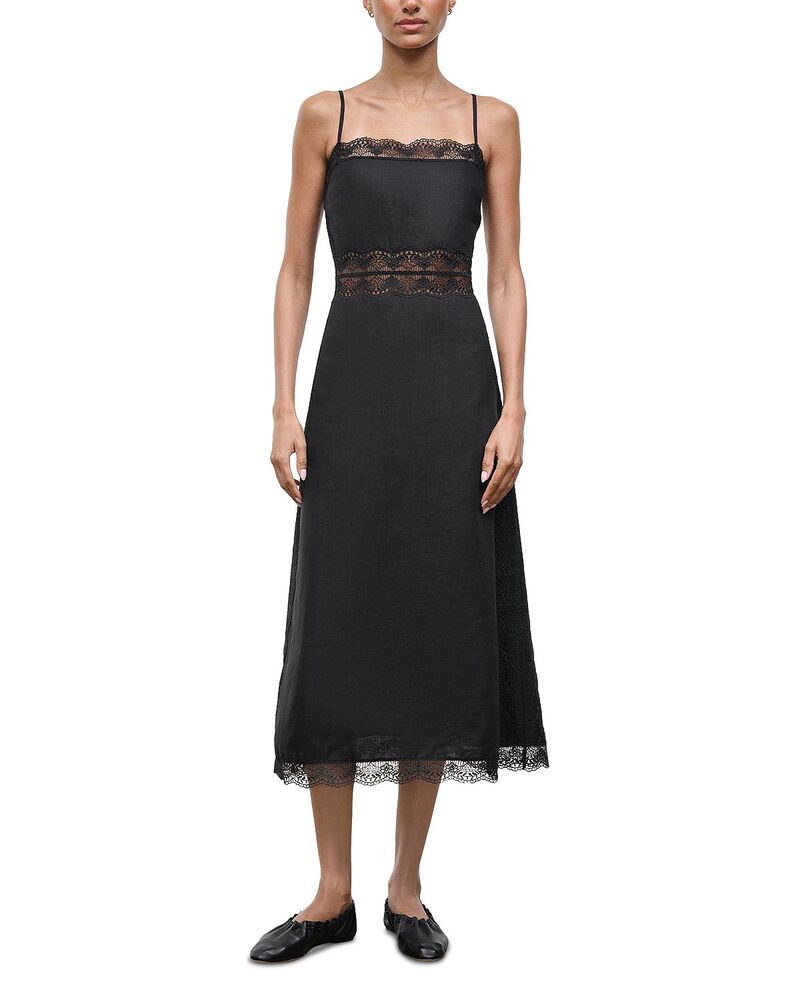 スタウド レディース トップス ワンピース リネン STAUD Amalina Linen Dress Black ブラック 65,340円