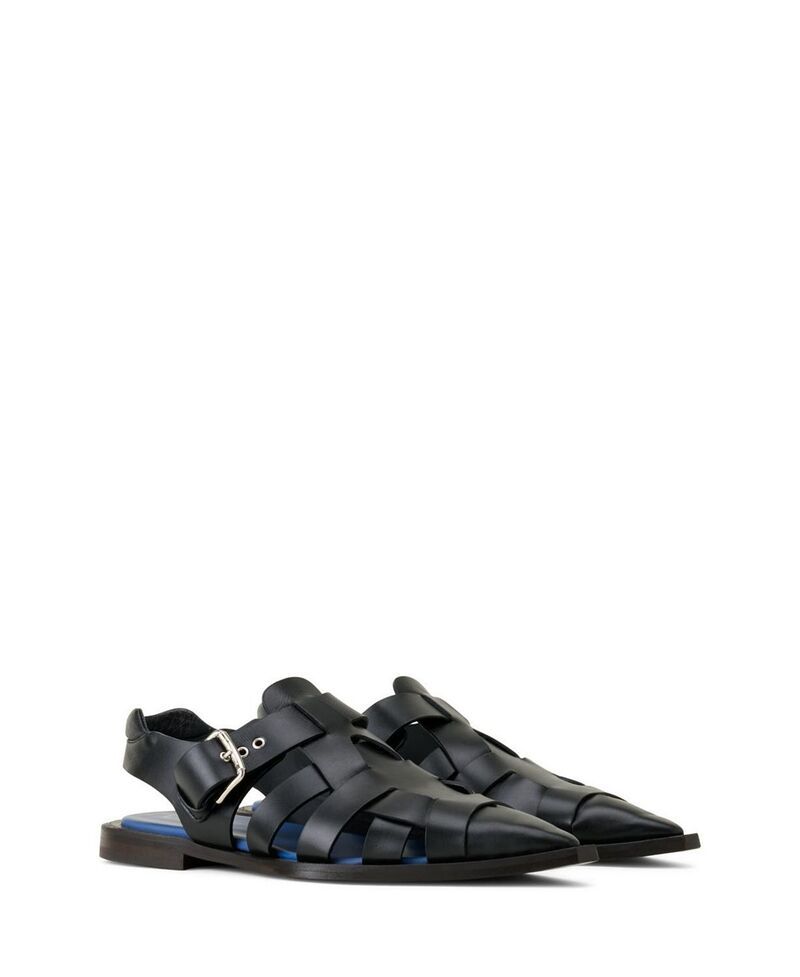 ランバン メンズ シューズ サンダル レザー Lanvin Mens PointedToe Leather Sandals Black ブラック