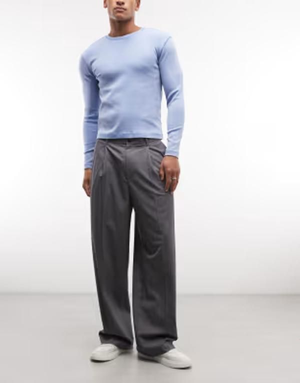 ウィークデイ メンズ ボトムス カジュアルパンツ Weekday Uno loose fitailored pants melange Gray melange グレー