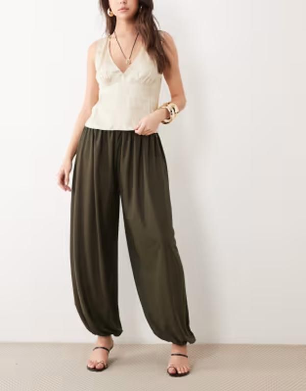 マンゴ レディース ボトムス カジュアルパンツ Mango cuffed pants Khaki カーキ