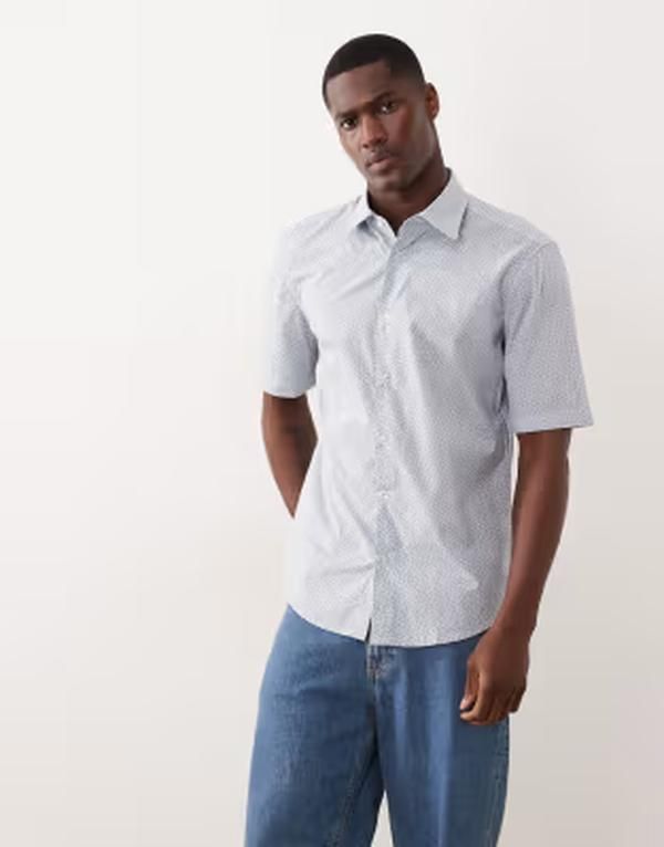 ボス オレンジ メンズ トップス シャツ BOSS Orange short sleeve button up shirt in pastelightpastel blue ブルー