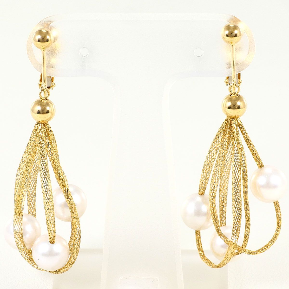 K18YG イヤリング clip-on earrings パール（真珠） カード鑑別書 総重量約6.2g