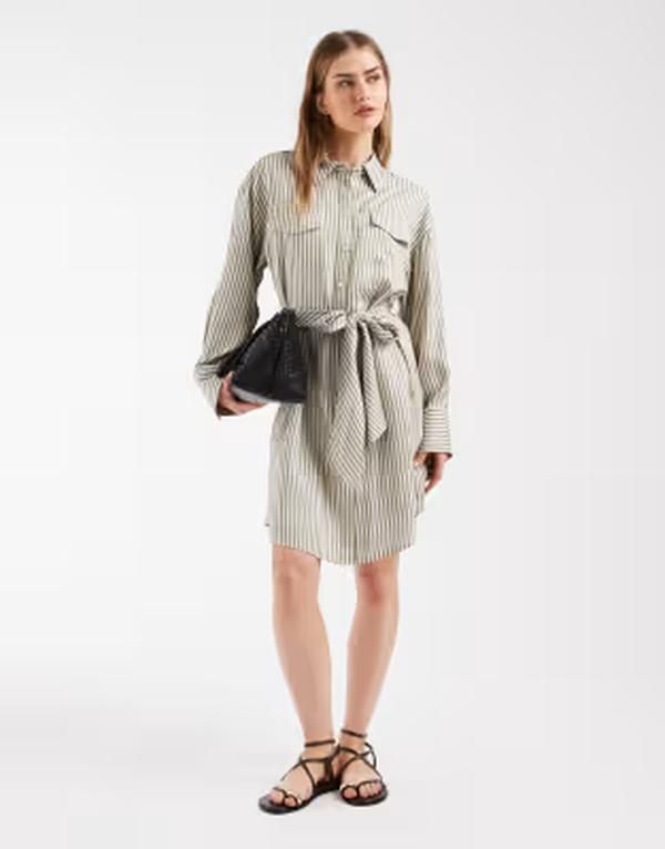 アンドアザーストーリーズ レディース トップス ワンピース ミニ シャツ Other Stories frontie collared mini shirt dress and white strip