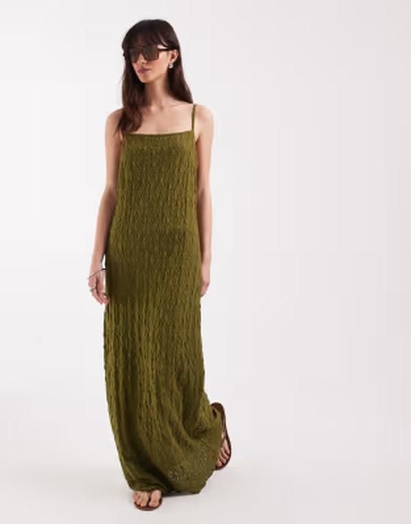 エイソス レディース トップス ワンピース レース ASOS DESIGN lace cami slip dress GREEN グリーン 13,305円