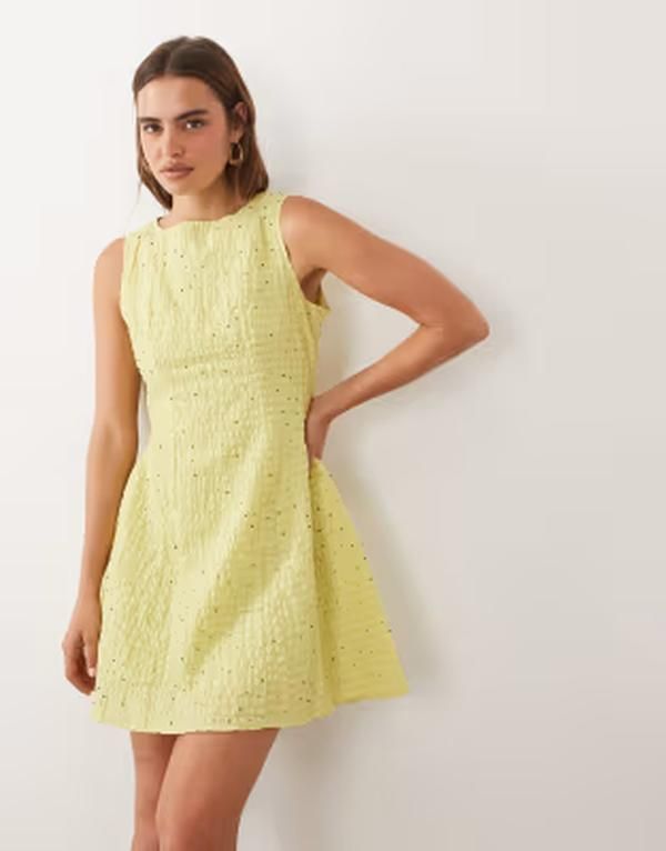 シスタージュン レディース トップス ワンピース ミニ ノースリーブ Sister Jane Ronja boat neck sleeveless embellishedetail mini dres