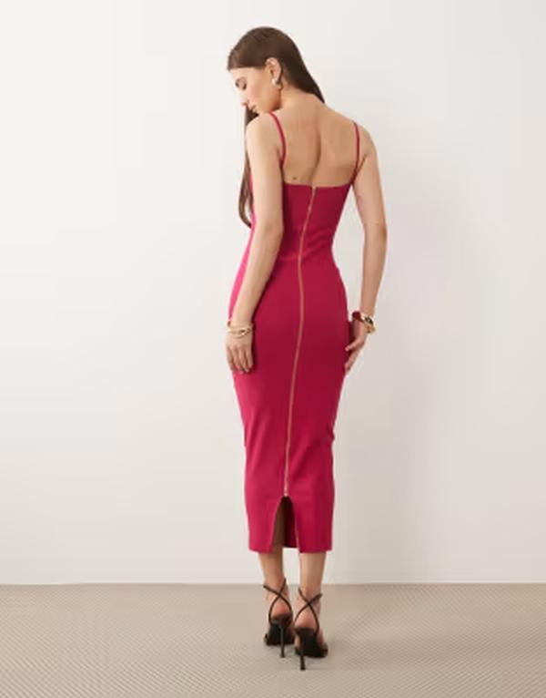 ベスパー レディース トップス ワンピース ミディ Vesper bengaline cami strap midi dress CERISE ピンク