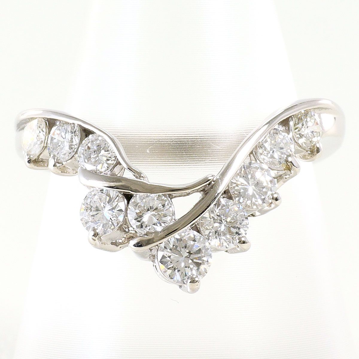 PT900/プラチナ リング・指輪 14号 ダイヤモンド 1.02ct 鑑別書 総重量約5.7g
