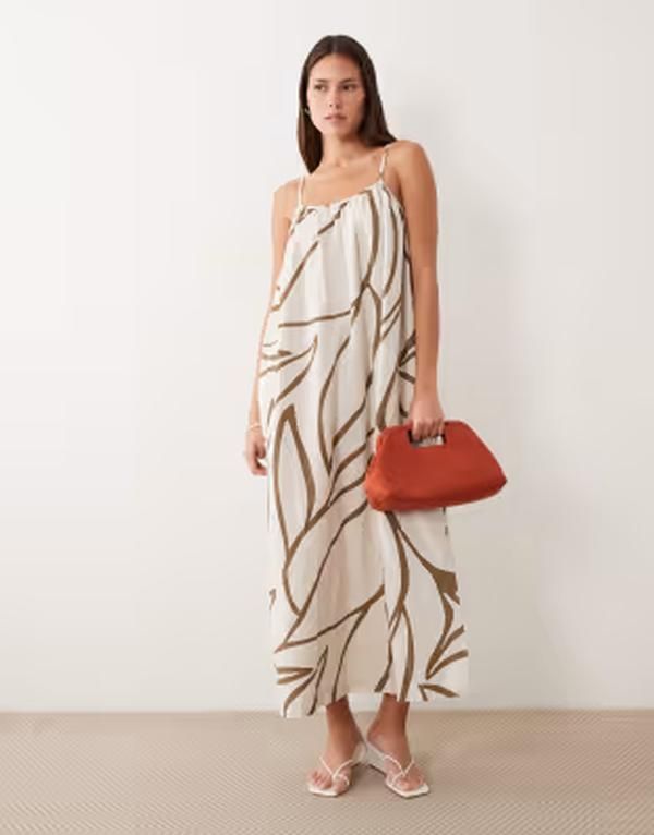 ヴィラ レディース トップス ワンピース フラワー柄 プリント リネン マキシ フラワー Vila linen touch cami maxi dress floral print Cub Flowe 23,532円