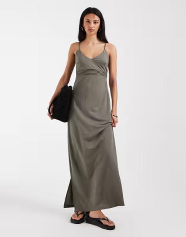 オンリー レディース トップス ワンピース マキシ ONLY bust detail maxi cami dressMOKEY OLIVE オリーブ