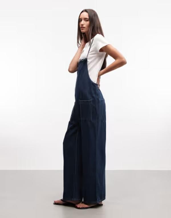 モンキ レディース トップス ジャンプスーツ ワイドレッグ デニム Monki denim wide leg jumpsuit wash Blue Anthem ブルー