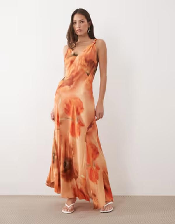 ネバーフリードレスド レディース トップス ワンピース フラワー柄 マキシ フラワー Never Fully Dressed Sofia knot strap bias cut maxi dress 45,370円